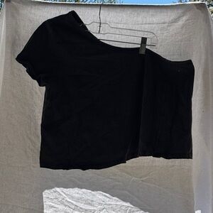 Asymmetric One-Shoulder Black Crop Top for Women